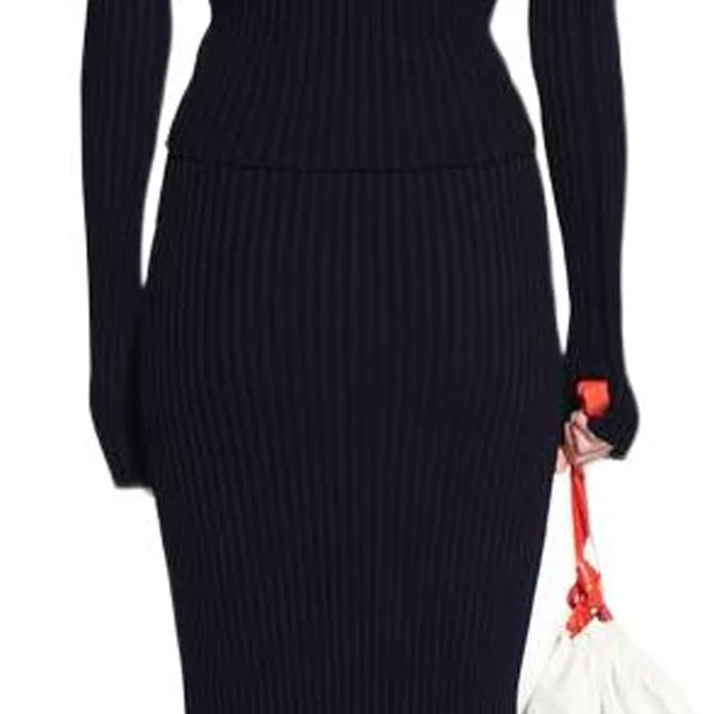 Balenciaga SS22 Knit Long Skirts Slim Fit Women's Black-6