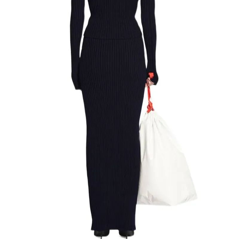 Balenciaga SS22 Knit Long Skirts Slim Fit Women's Black-4