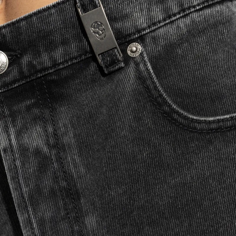 Alexander McQueen Logo Patch Wide Leg Jeans-5