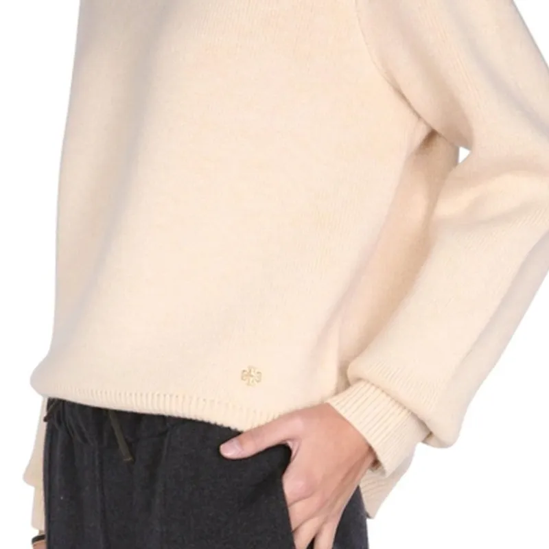TORY BURCH Logo Embroidered Knit Hoodie-4