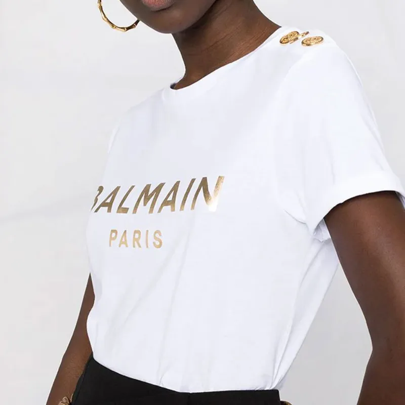 BALMAIN Buttoned Embellished Crewneck T-Shirt-5