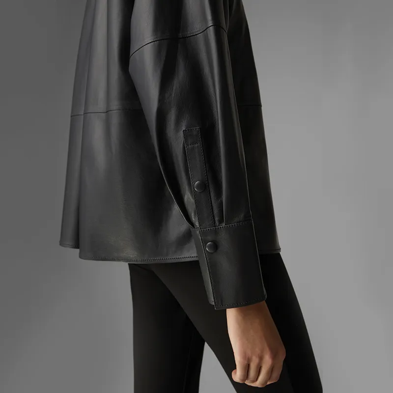 BOGNER FW22 Leather Jacket Unisex Black W026-5
