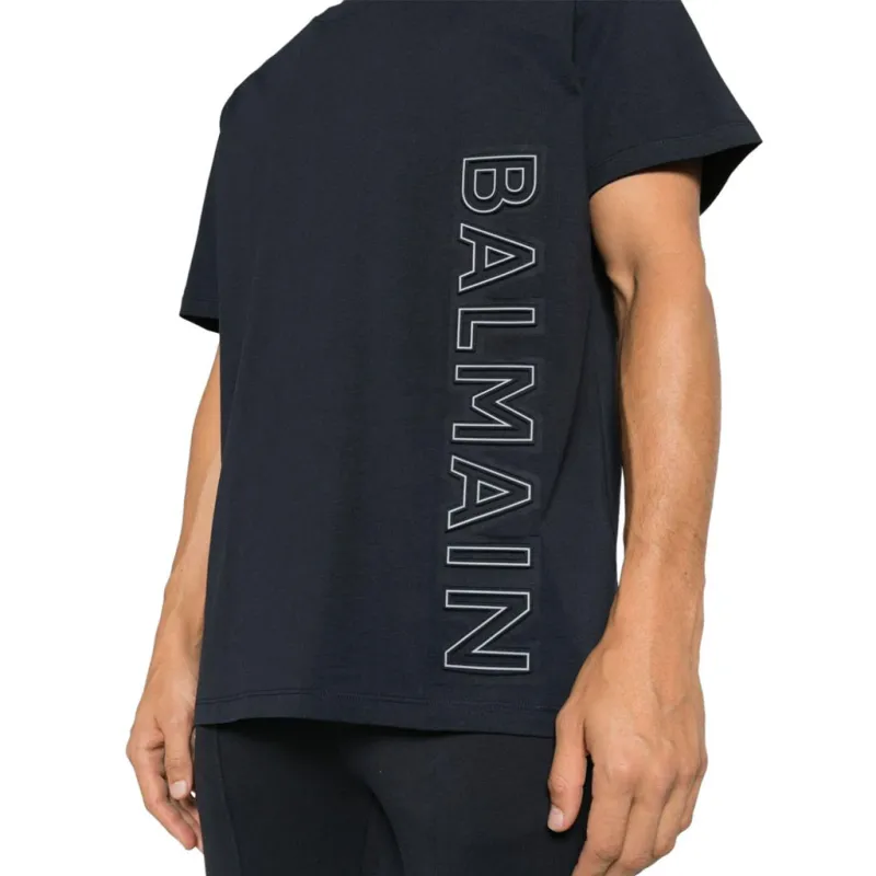 BALMAIN Logo embossed Cotton T shirt-4