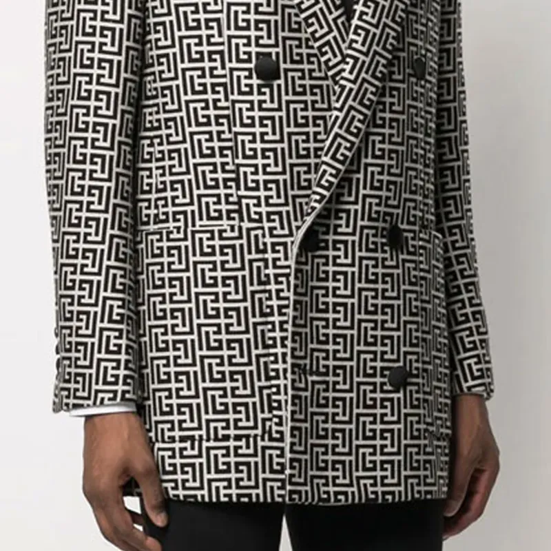 BALMAIN FW21 Business Suit Coat Men's Black White-5