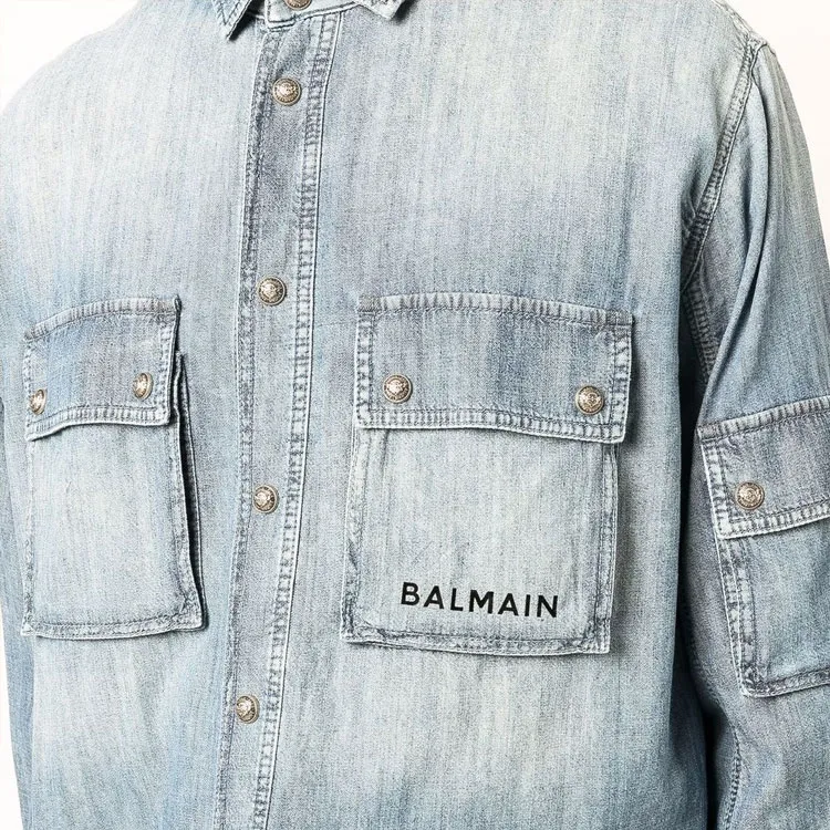 BALMAIN Shirts Men Blue-1