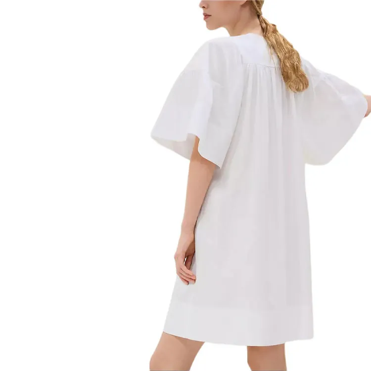 HERMES Short Sleeved Dress Women's White-1