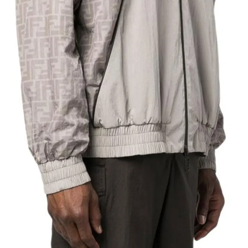 FENDI Logo Printed Zip Up Jacket-5
