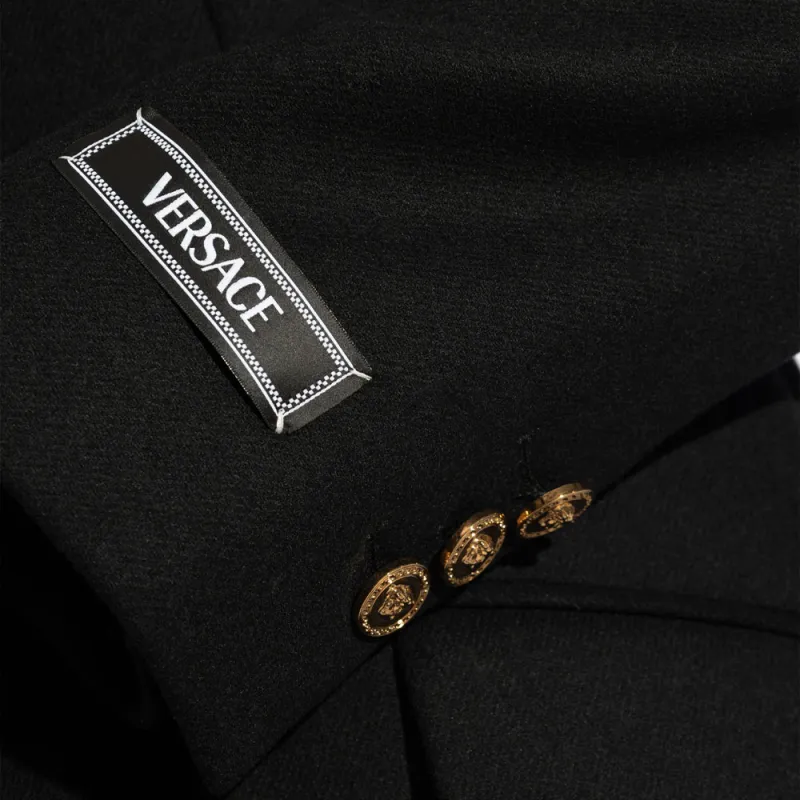 VERSACE Single-Breasted Long Coat-6