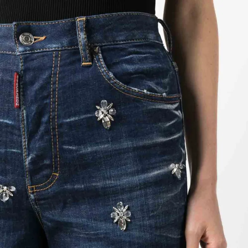 DSQUARED 2 Crystal Flies High rise Cropped Jeans-2