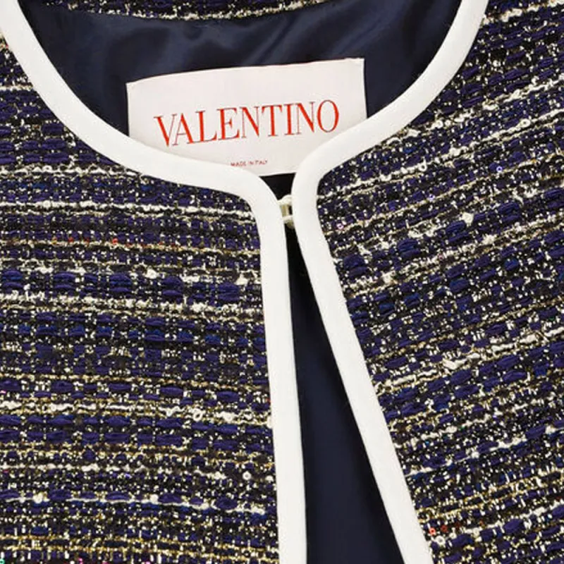 Valentino Tweed Party Crewneck Long Sleeved Jacket-4