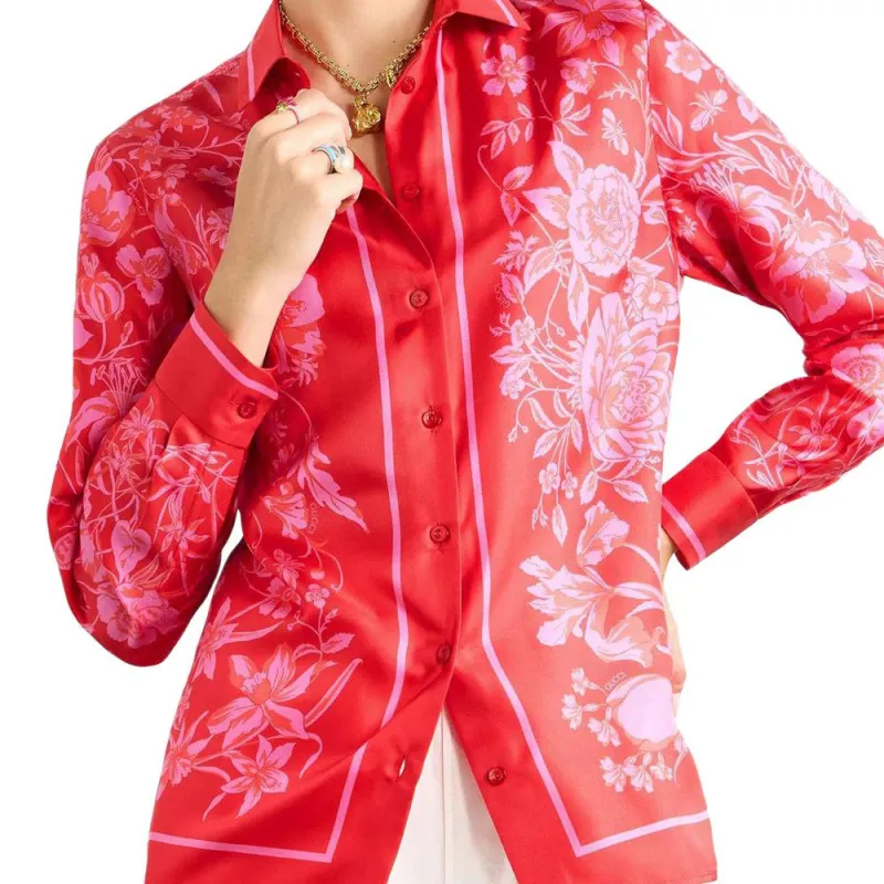 GUCCI Shirt Matching Set Women's Red-3