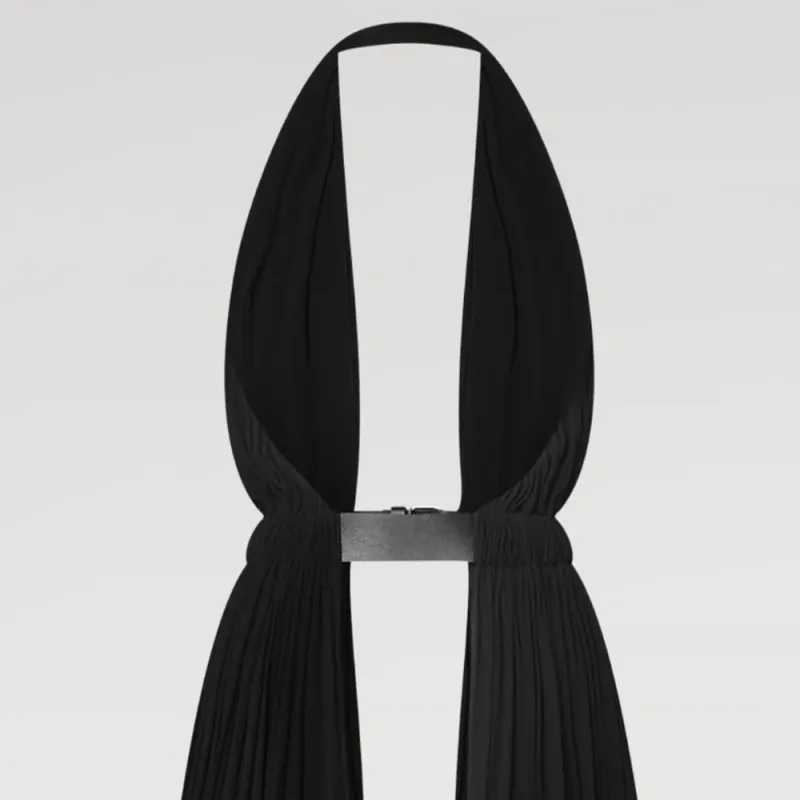 LOUIS VUITTON Belted Open Halter Dress-4