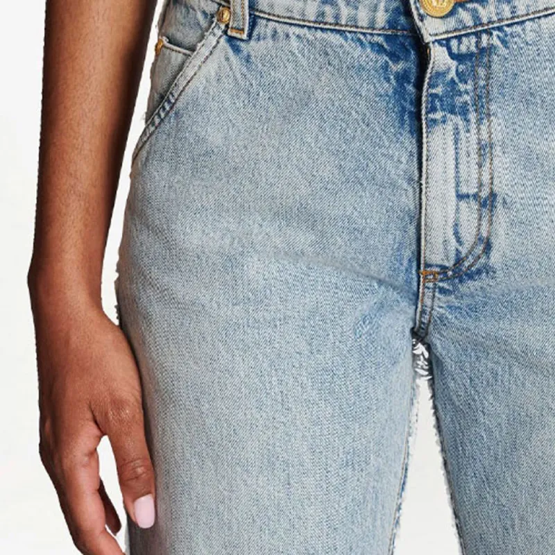 BALMAIN FW22 Jeans Women's Blue-4