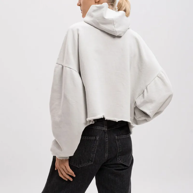 Balenciaga Loop Sports Icon Destroyed Cropped Hoodie-3