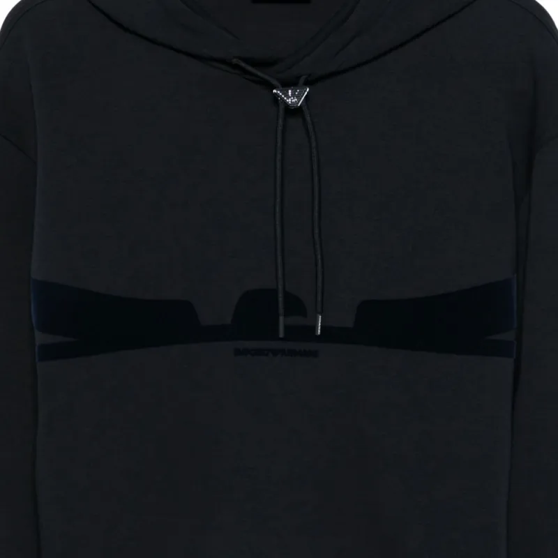 EMPORIO ARMANI Flocked eagle Jersey Hoodie-5