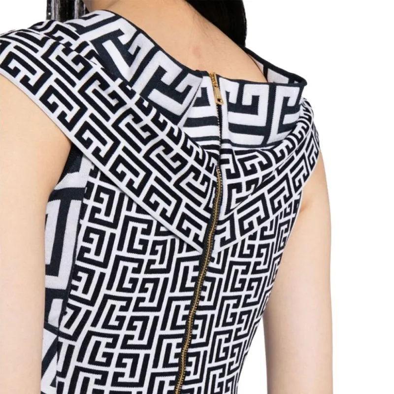 BALMAIN Off shoulder Monogram Minidress-5