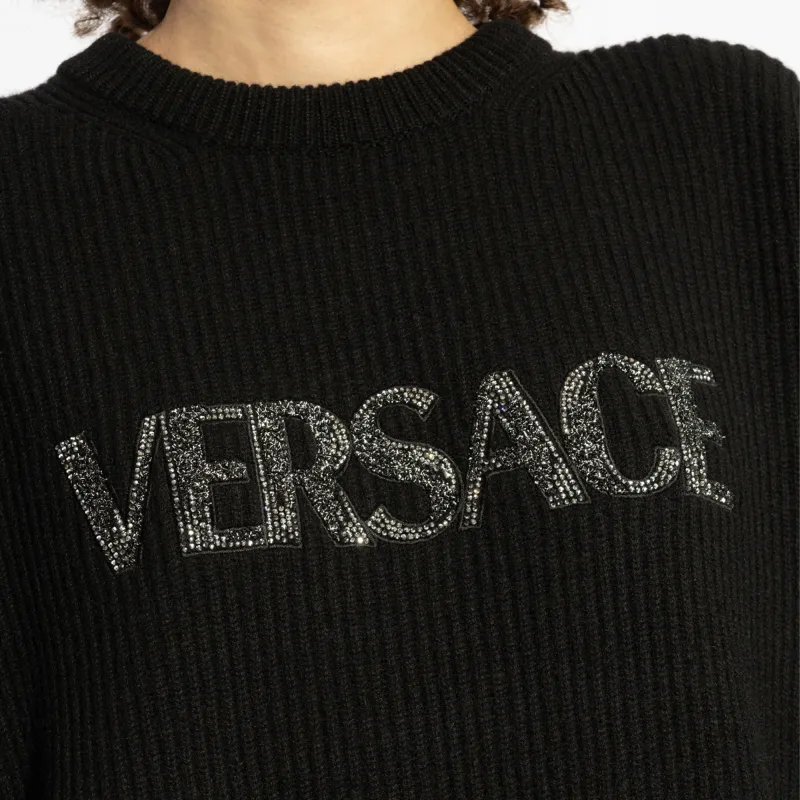 VERSACE Logo Appliqué Crewneck Jumper-4