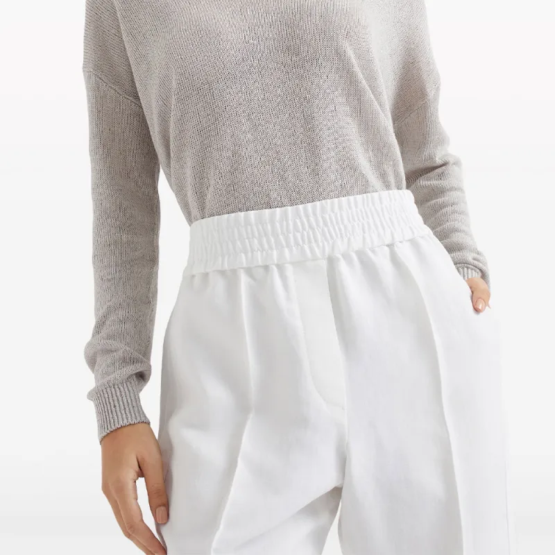 Brunello Cucinelli Striped-Detailed Tapered-Leg Trousers-4