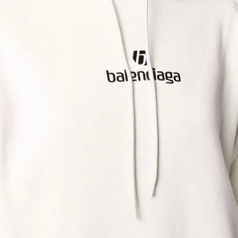 Balenciaga Sponsor Medium Fit Hoodie 'Chalky White/Black'-4