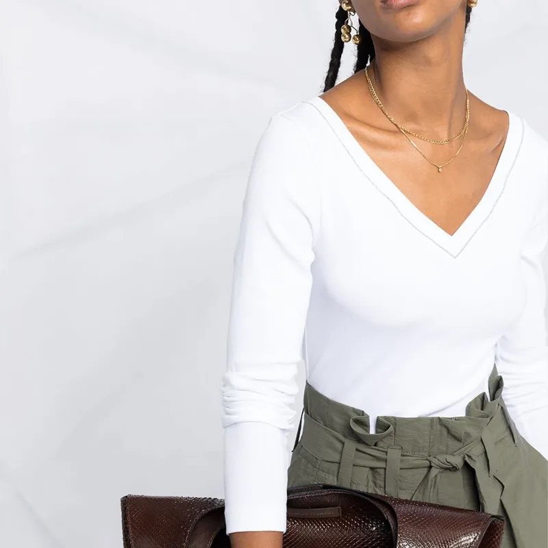 Brunello Cucinelli V Neck Bead Embellished Top-5