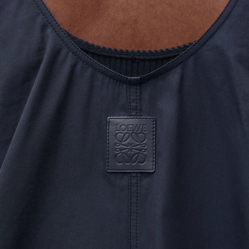 LOEWE Trapeze Cotton And Silk Dress Midnight Blue-5
