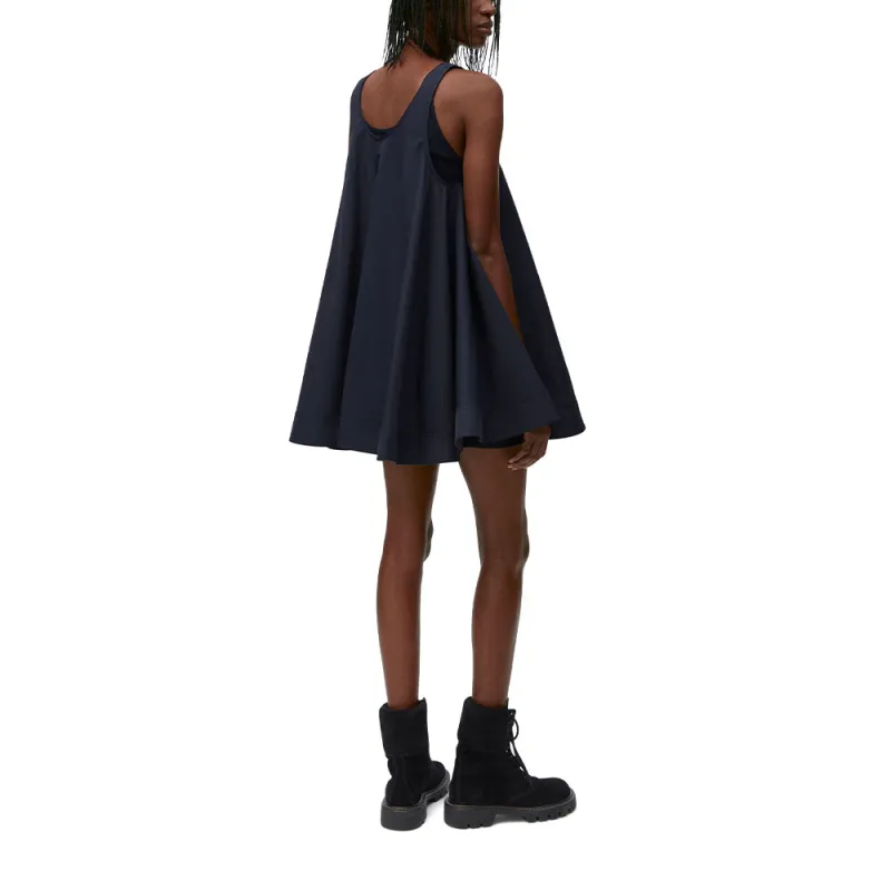 LOEWE Trapeze Cotton And Silk Dress Midnight Blue-3