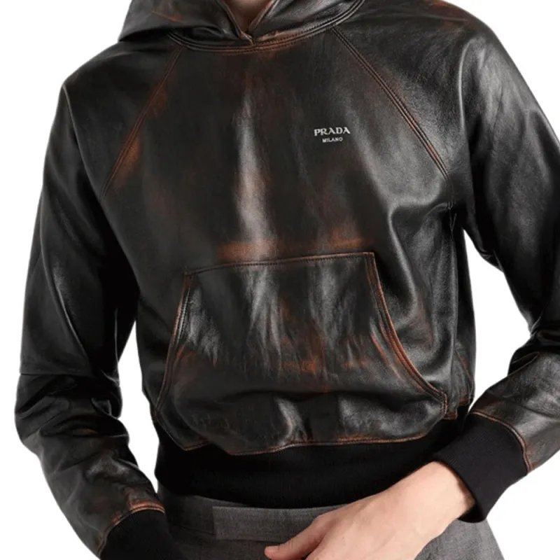 PRADA SS25 Leather Jacket Men's Black-5