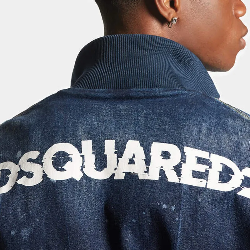 DSQUARED 2 Logo Printed Zipped Denim Jacket-4