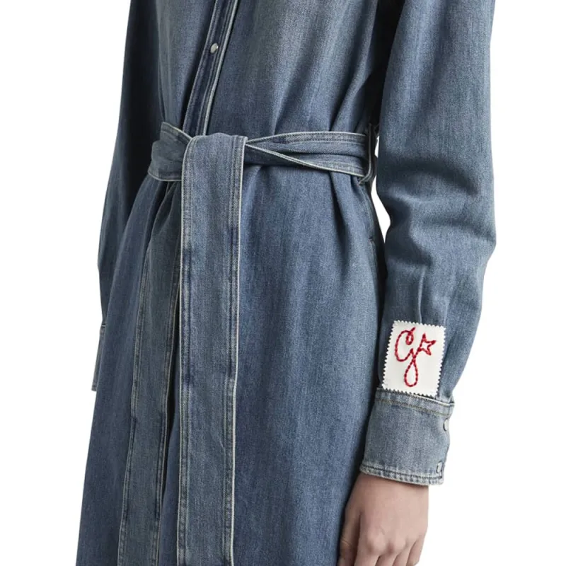 Golden Goose Logo patch Long sleeve Denim Dress-4