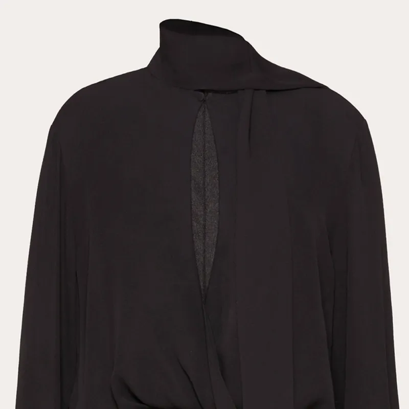 Valentino SS22 Long Sleeved Dress Women's Black-6
