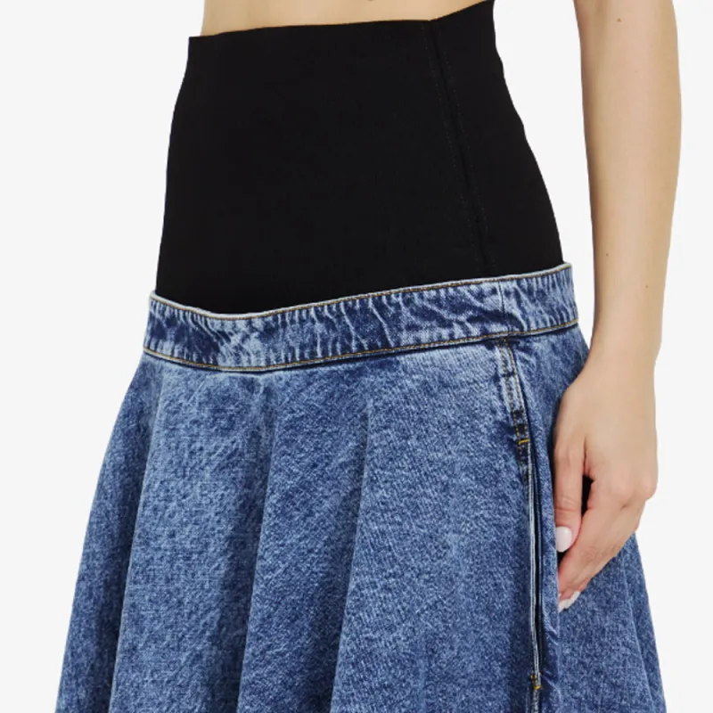 Alaia Denim Panel Midi Skirt-4