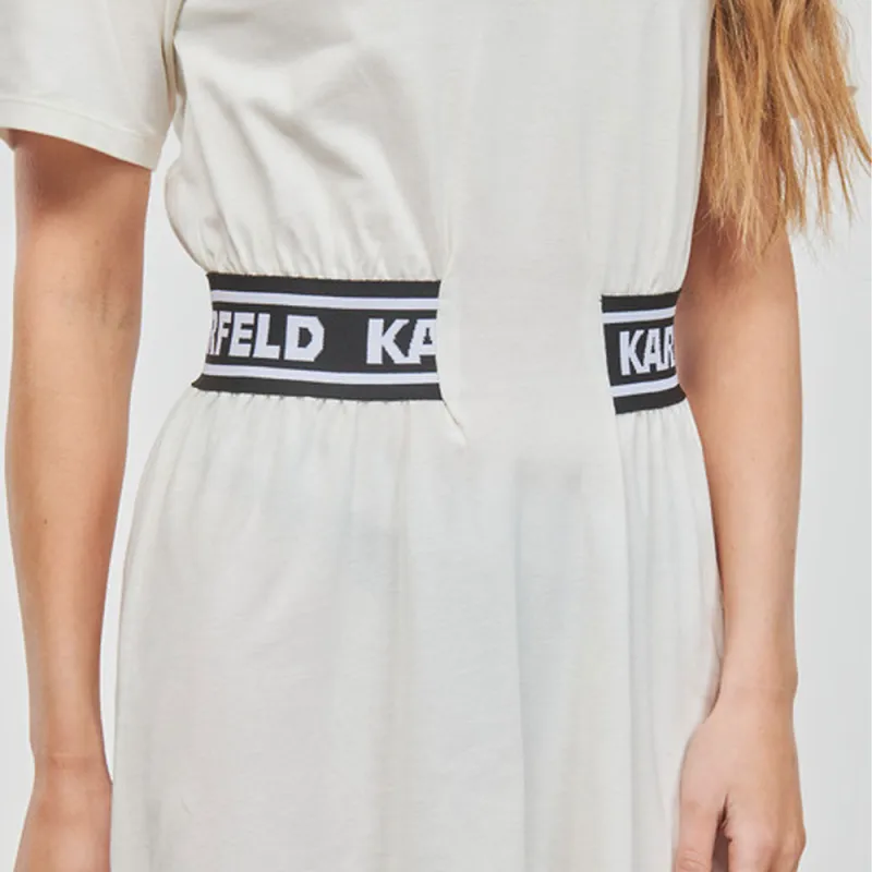 KARL LAGERFELD Short Sleeved Dress Women's White-4
