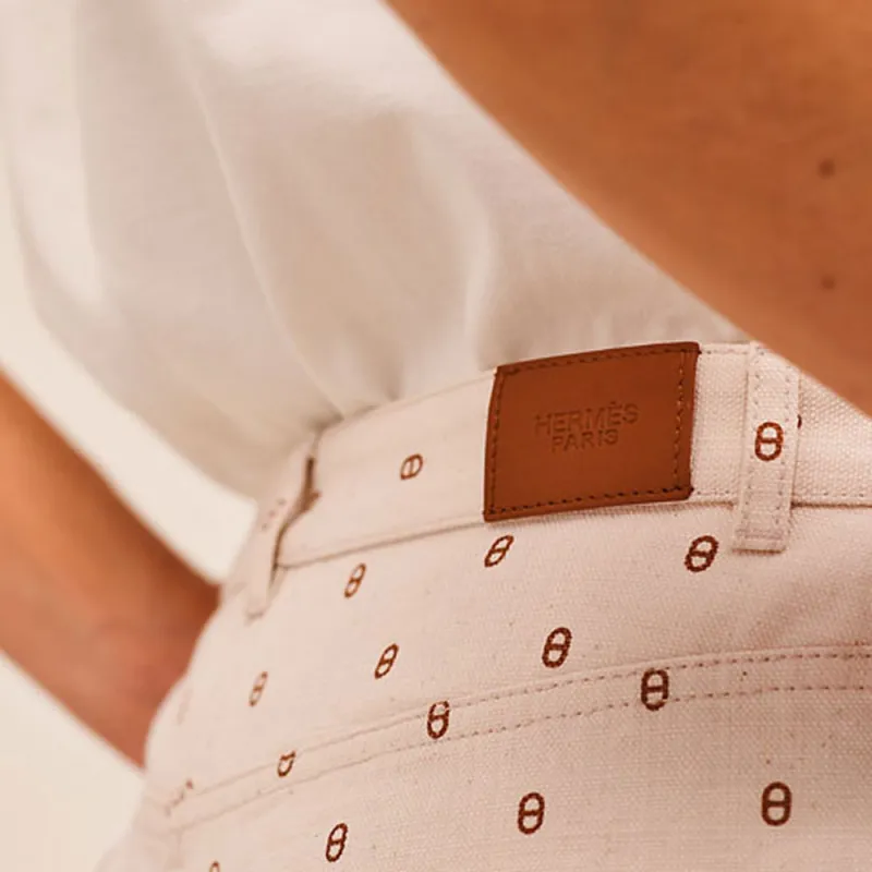 HERMES Denim Shorts Women's White-4