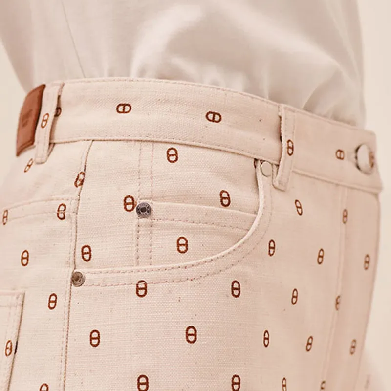HERMES Denim Shorts Women's White-3