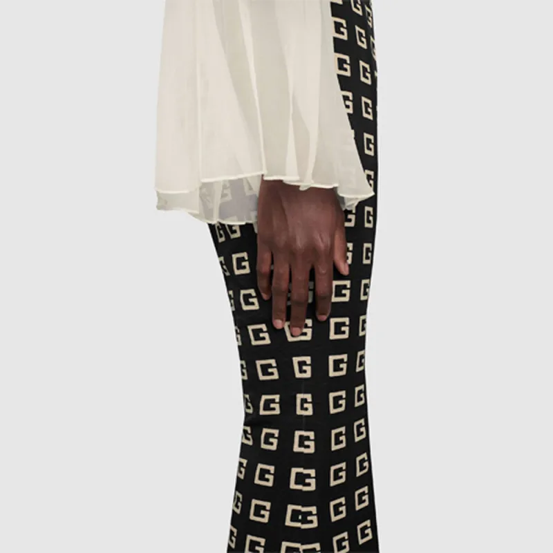 GUCCI Square G Print Faille Flare Trousers-3