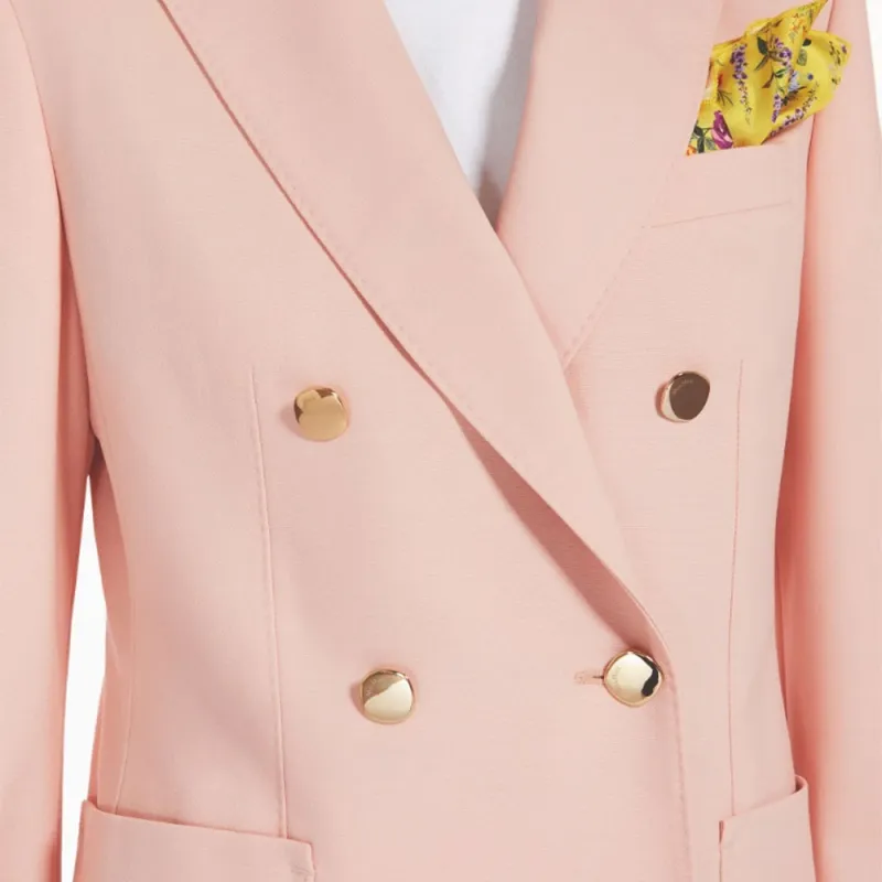MaxMara Favola Collection Wool And Mohair Double-Breasted Blazer Business Suit Women's Pink-3