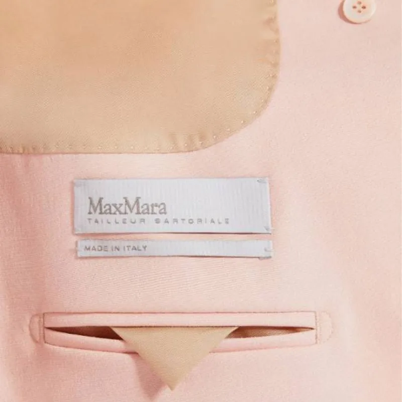 MaxMara Favola Collection Wool And Mohair Double-Breasted Blazer Business Suit Women's Pink-4