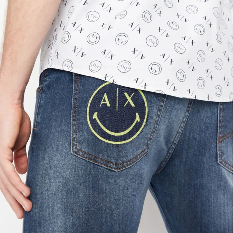 ARMANI EXCHANGEAE x SMILEYWORLD FW22 Jeans Men's Denim Blue-3