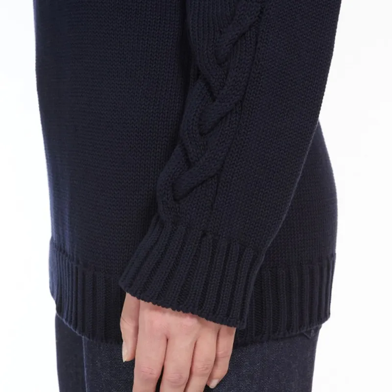 'S MAX MARA Harald Collection Cable Knit Sweater In Cotton Yarn Sweater Women's Marine Blue-4