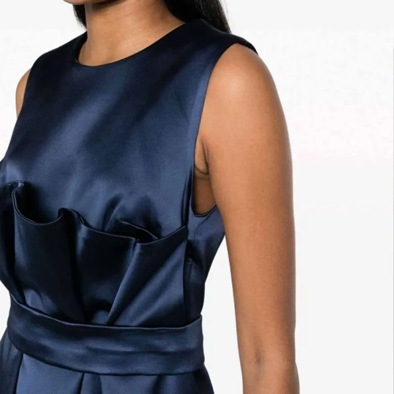 PAROSH Sleeveless Dress Women's Blue-4