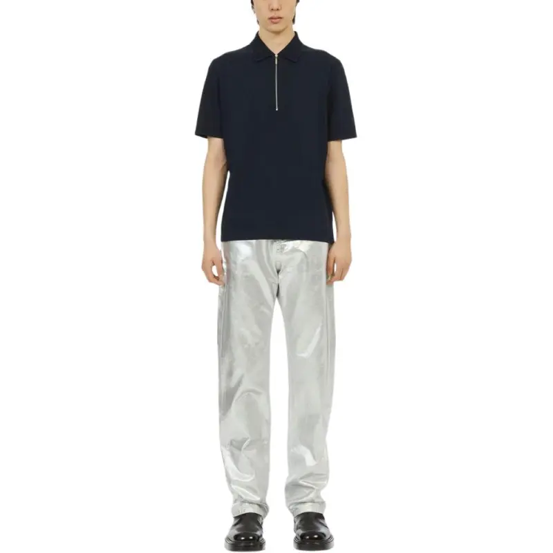 Ferragamo Short-zip Cotton Polo Shirt-1