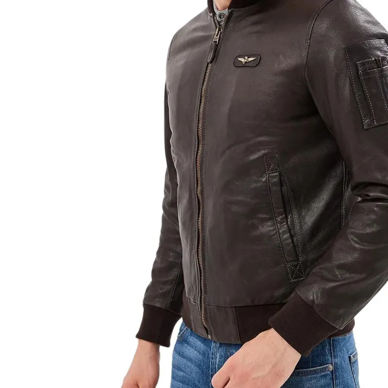 AERONAUTICA MILITARE Leather Jacket Men's Maroon-5