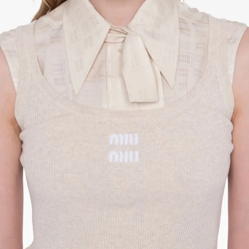 MIU MIU Tank Tops Women's Beige-2