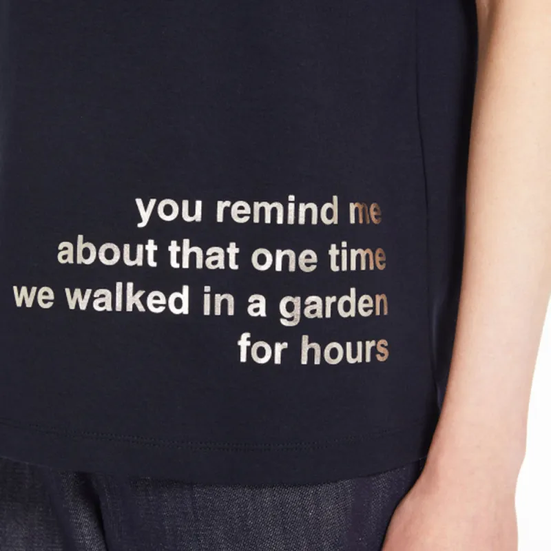 'S MAX MARA Slogan Printed Crewneck T Shirt-4