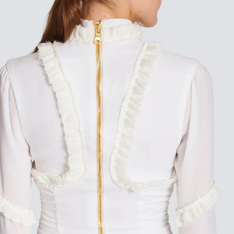 BALMAIN Long Sleeved Dresses Women's White-4