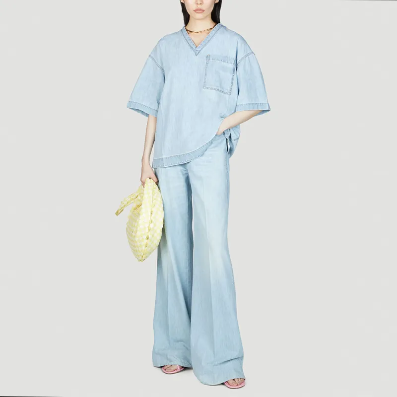 Bottega Veneta Logo Patch Wide Leg Jeans-1