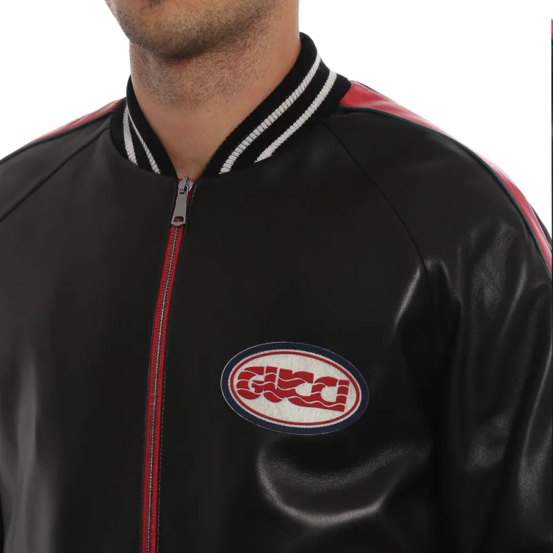 GUCCI Leather Bomber With GUCCI Pool Patch-4