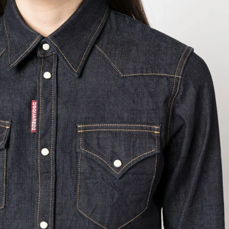 DSQUARED 2 Long Sleeved Buttoned Up Denim Shirt-4