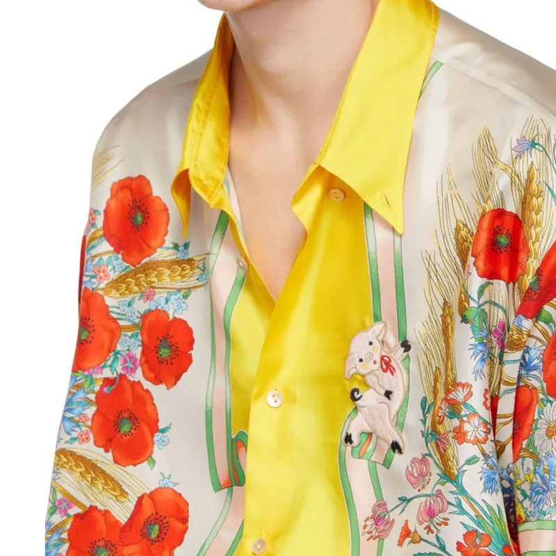 GUCCI Shirts Men Yellow-4