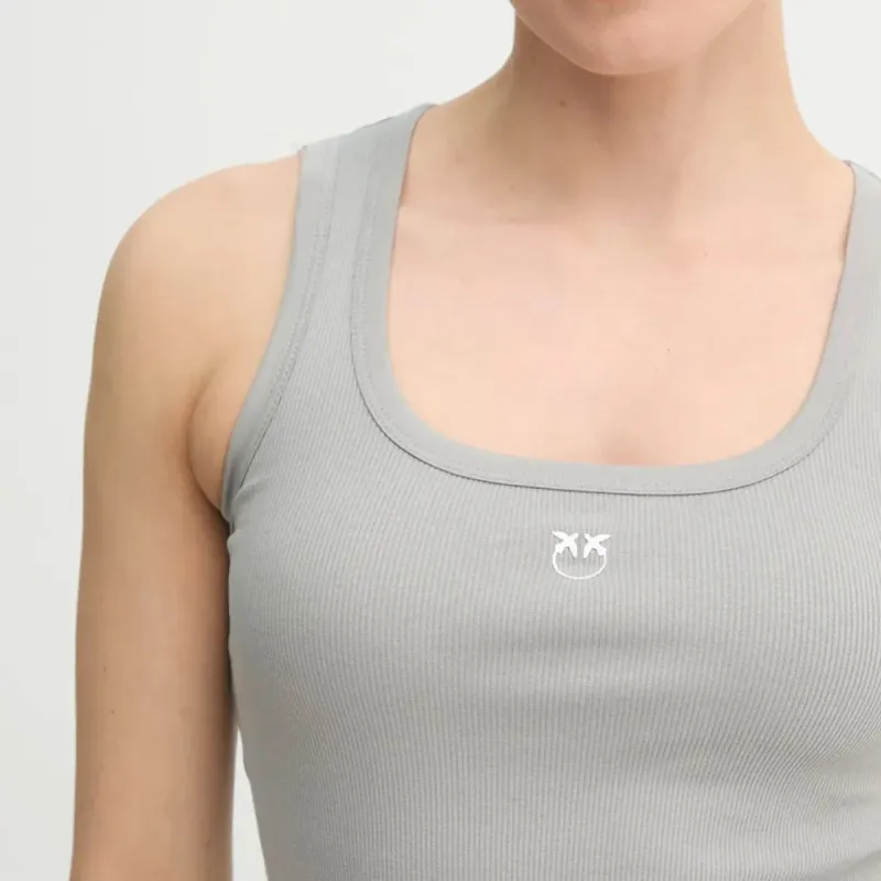 PINKO Logo Detailed Ribbed Tank Top-5